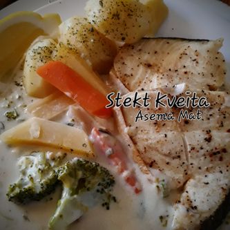 Kjapt og enkelt og lage   ovnsbakt fisk. Asema synes kveita smaker best når stekt mør, ikke stekt for tørr. 