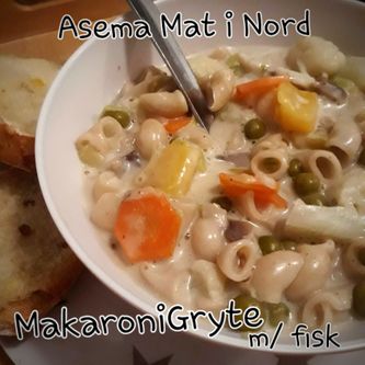 Her en variant Barnas MakaroniGryte med fullkorn makaroni, og mye makaroni. En kan velge ha mindre fisk i gryta - etter eget behag